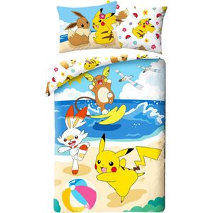 Pokémon Dekbedovertrek Pikachu Scorbunny - Eenpersoons - 140 x 200 cm - Katoen