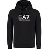 Emporio Armani - EA7 - Hoodie - Zwart - Katoen - Logo Embroidered Drawstring