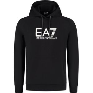 Emporio Armani - EA7 - Hoodie - Zwart - Katoen - Logo Embroidered Drawstring