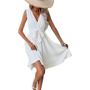Nivard Zomerjurk Dames - Zomerjurken - Volwassen - Jurk - Ibiza Stijl - Sundress - Wit - Maat XL