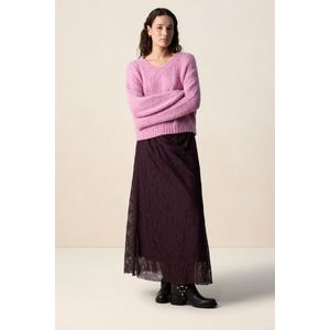 Sissy-Boy - Kanten Maxi Rok - Paarse - Hoge Taille - Lange Lengte