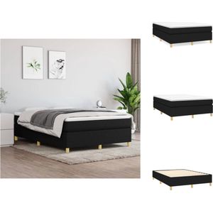 vidaXL Boxspringbed - Zwart stoffen bedframe - 193x140x35cm - Pocketvering matras - Middelharde ondersteuning - Huidvriendelijk topmatras - Multiplex lattenbodem - 3-delige levering - Bed