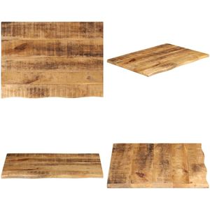 vidaXL Tafelblad met natuurlijke rand 80x60x2,5 cm massief mangohout - Tafelblad - Tafelbladen - Vervangend Tafelblad - Meubelpaneel