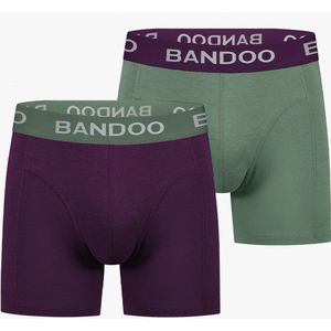 Bandoo Men's Bamboo - boxershorts heren - heren ondergoed - boxershorts - 2 Pack - Green - Purple - Size : M
