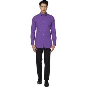 OppoSuits Purple Prince Shirt - Heren Overhemd - Casual Effen Gekleurd - Paars - Maat EU 45/46