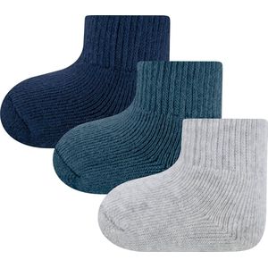 Ewers Uni Babysokjes - 3-Pack - One Size - Blauw/Grijs