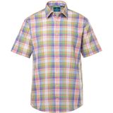 Boston Park - Heren - Boston Park geruit linnenmix overhemd korte mouw kentkraag - Duifblauw - Maat 3XL