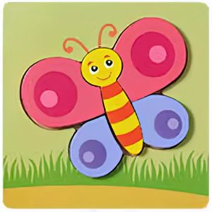 Ainy Montessori legpuzzels - dieren roze vlinder - educatief speelgoed voor motoriek en vormherkenning | 4 puzzel stukjes | puzzels geschikt voor peuters en kleuters vanaf 1 2 3 4 Jaar - Ideaal kindercadeau voor meisjes en jongens