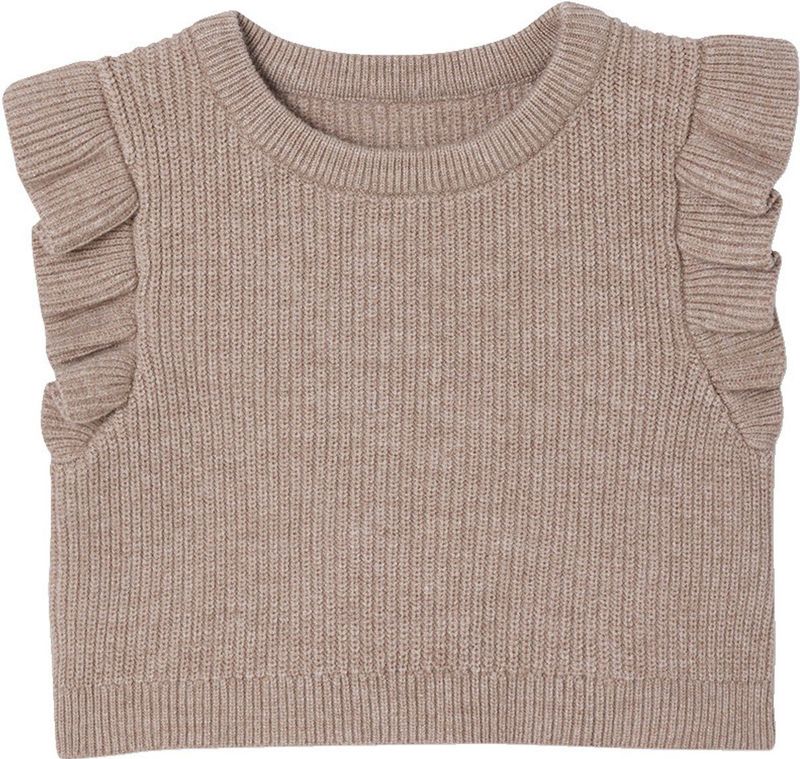 2-delige Babyset - Ecru - Jurk met Print en Mouwloze Trui