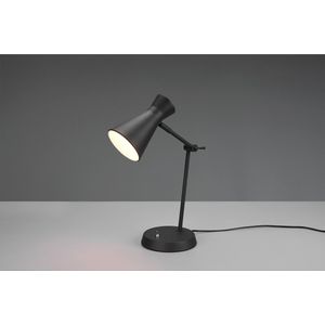 LED Bureaulamp - Tafelverlichting - Torna Ewomi - E27 Fitting - Rond - Mat Zwart - Aluminium