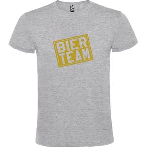 Grijs  T shirt met  print van ""Bier team "" print Goud size XXXL