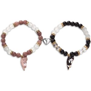 Kawaii cartoon-katten-matching armbanden vriendschapsarmbanden BFF armbanden voor 2 - Large - legering / Set van 2