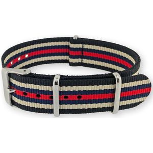 NATO Horlogeband G10 Military Nylon Strap Zwart Zand Blauw Rood 22mm