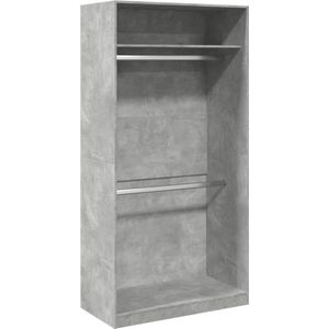 vidaXL - Kledingkast - 100x50x200 - cm - bewerkt - hout - betongrijs