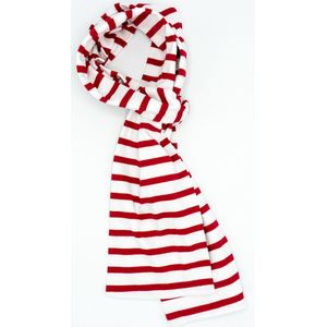 Sjaal - Hublot - wit rood - gestreept - 115 cm - katoen -