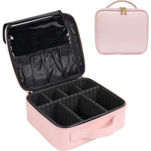 Make-up Tas - Waterdicht Cosmetica Koffer - Verstelbare Vakken - Organizer Voor Meisjes - Reistas Voor Make-up, Sieraden & Accessoires - Zwart - 1 Stuk