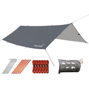 Skandika XL 5 x 3 m Zonnezeil – Schaduwdoek – Luifel – Zonnescherm -  Zonwering rechthoekig, waterdicht, UV-bescherming, UPF 50+, 3000 mm waterkolom, scheerlijnen, haringen - zon- en regenbescherming voor camping, wandelen, tuin, balkon - grijs