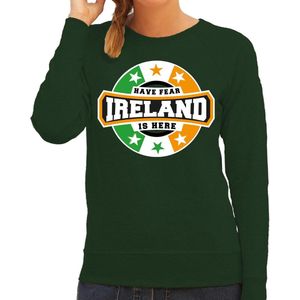 Have fear Ireland is here sweater met sterren embleem in de kleuren van de Ierse vlag - groen - dames - Ierland supporter / Iers elftal fan trui / EK / WK / kleding L