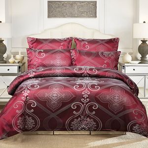 Jacquard Weave - Dekbedovertrek Set - Bordeaux - 3-Delig - 200x230 cm