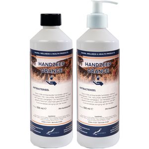Handzeep Orange 500 ml - set van 2 stuks - met gratis pomp - Voordeelverpakking
