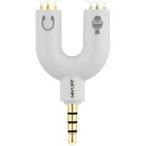 Ninzer Geluid en Microfoon Splitter 3 Pin 3.5mm Audio | Wit