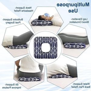 Donutkussen voor aambeien en pijnlijke billen - zwangerschapskussen - medisch zitkussen voor staartbeen, ischias en postoperatief gebruik - marineblauw