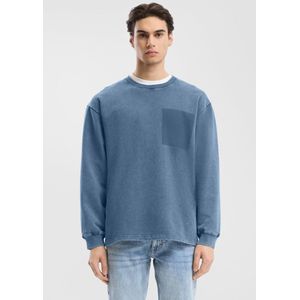 QS - Sweatshirt - Duifblauw - Effen - Lange Mouw