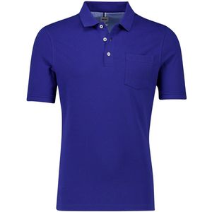 Brax - Poloshirt - Blauw - Normale Fit - Katoen met Borstzak
