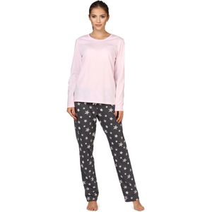Bellivalini Dames Pyjama - Lange mouwen - Lange broek - Katoen - BLV-BLV50-167-PJ - Roze Grafiet Sterren - L