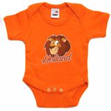 Oranje fan romper voor babys - Holland met cartoon leeuw - Nederland supporter - Koningsdag / EK / WK romper / outfit 56