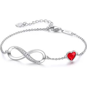 Silver Plated Swarovski® Infinity Armband met Hartje - 18 cm - Valentijnsdag - Moederdag Cadeau - Geschenkset Vrouwen - Cadeau voor Vrouw - Verjaardagscadeau - Cadeau - Geschenk voor haar - Kerst Cadeau - Juwelia