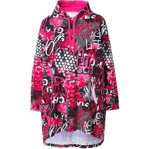 Angel of Style Angel of Style - Dames - Lange hoodie A-lijn sweater patchprint capuchon - Hibiscusrood - Maat 50+