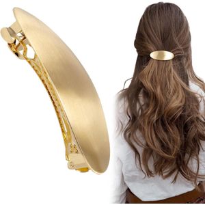 Elegant Gold Hairpin 10cm - Smooth Oval Design for Thin and Thick Hair - French Barrette Clip