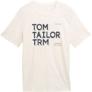 TOM TAILOR - Shirt - Zwart/Wit - Kwartmouw - Normale Pasvorm