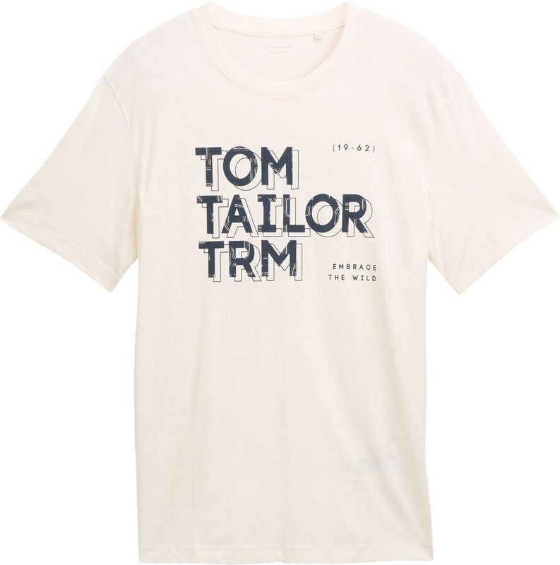 TOM TAILOR - Shirt - Zwart/Wit - Kwartmouw - Normale Pasvorm