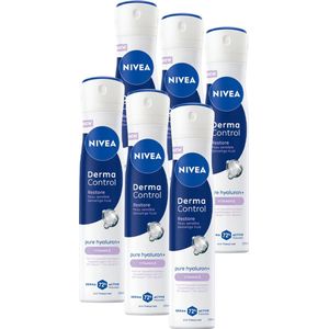 NIVEA Derma Control Restore Deodorant Spray - Tot 72 uur bescherming - met Hyaluronzuur - Anti-transpirant - Voordeelverpakking - 6 x 200ml