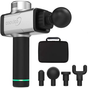 Massagepistool - 5 snelheden - draadloos handmassageapparaat - diepe weefsels - spieren - percussie-massageapparaat - Quiet-Glide-technologie - zilver