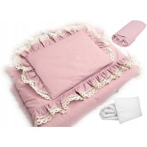 Babymandje bedset met rand, 5-delig, 100% katoen