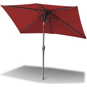 Parasol met Standaard Ø300x200 cm - Grote Rechthoekige Stokparasols met Zwengelsysteem - Zonwering voor Balkons, Tuinen en Terrassen - Stevig Frame - Rood
