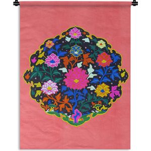 Wandkleed - Wanddoek - Bloemenkrans - Regenboog - Design - 60x80 cm - Wandtapijt