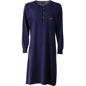 Medaillon Dames Nachthemd - Katoen - Polo Sluiting - Blauw - Maat S