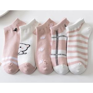 Roze set sokken - sokkenset van 5 paar - Sokken - Dames sokken - Multipack - Maat 36-41