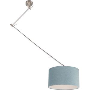 QAZQA blitz - Moderne Verstelbare hanglamp voor boven de eettafel | in eetkamer - 1 lichts - L 1000 mm - Blauw - Woonkamer | Slaapkamer | Keuken