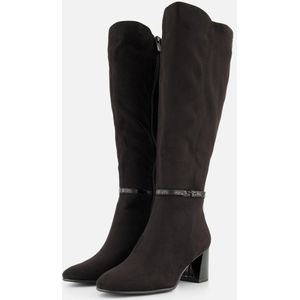 Tamaris - Knielaarzen - Zwart - Hoge Schacht - Blokhak 6,5 cm