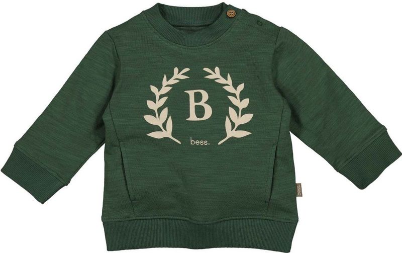 BESS - Sweater - Bottle Green - Ronde Hals - Lange Mouwen