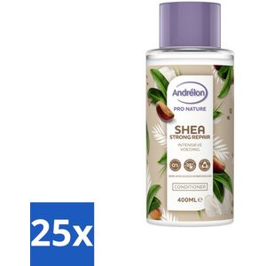 25 x Andrélon - Pro Nature - Shea Strong Repair - Haarconditioner - 400 ml - Beschadigd Haar - Natuurlijke Ingrediënten - Sulfatenvrij - Siliconenvrij - Duurzame Conditioner