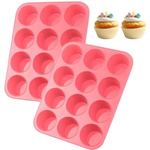 Siliconen Muffinvorm - Hittebestendig - Set van 2 - Roze - BPA-vrij