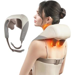 Mini Shiatsu Nekmassageapparaat met Warmte - Elektrische Massager voor Nek, Rug en Schouders - Diepweefsel Pijnverlichting
