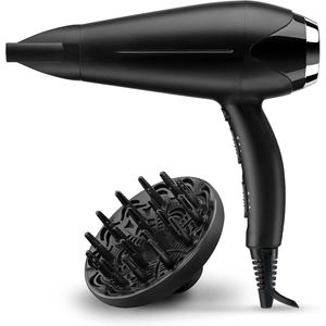 DailySupplies® Fohn met Diffuser - Haardroger Krullen - Haarfohn - Fohnborstel - Zwart met Zilver