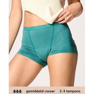 Moodies menstruatie ondergoed - Bamboe Boyshort - gemiddeld/zwaar kruisje - maat S - groen